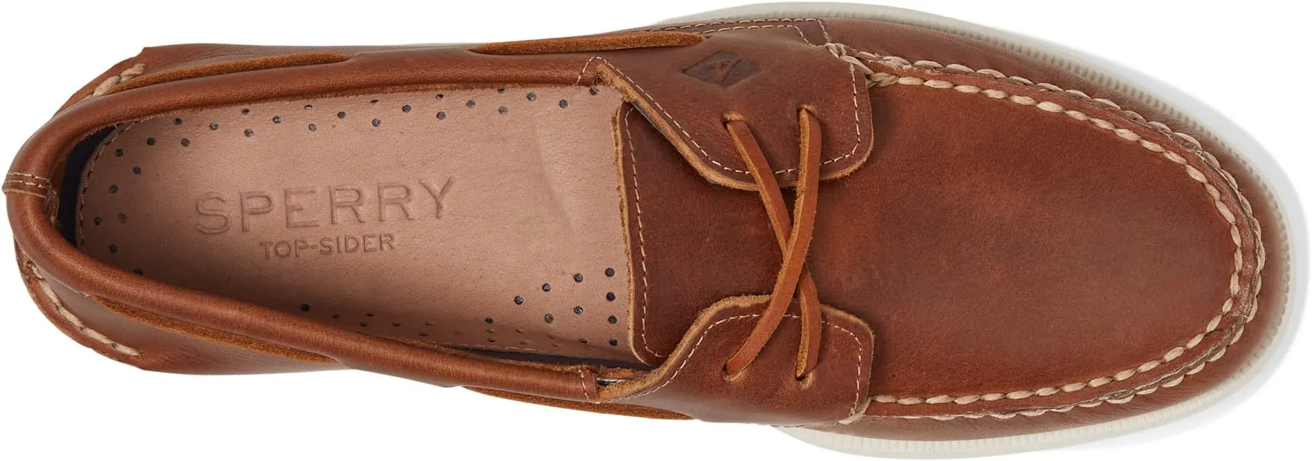 A/O 2-Eye Cross Lace Sperry Boat Shoes, Tan
