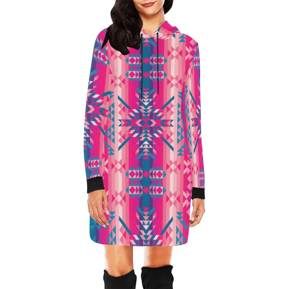 Desert Geo Blue Hoodie Dress