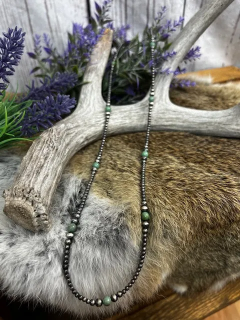 Desert Navajo Pearl and Turquoise Necklace 36"