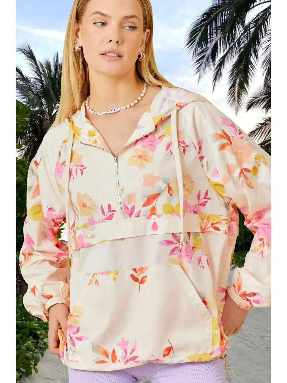 Floral Hooded Windbreaker