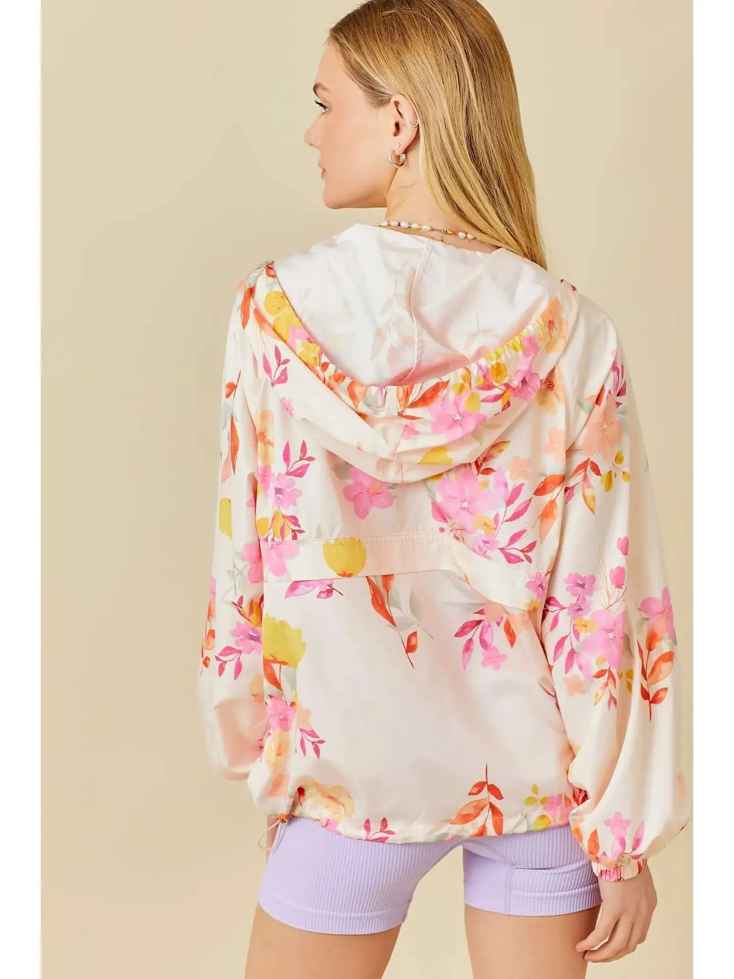 Floral Hooded Windbreaker