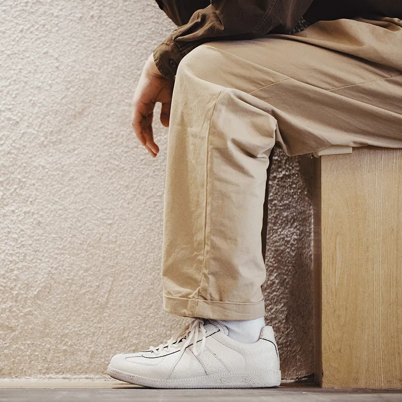 Men's Vintage Distressed Crack White German Army shoes