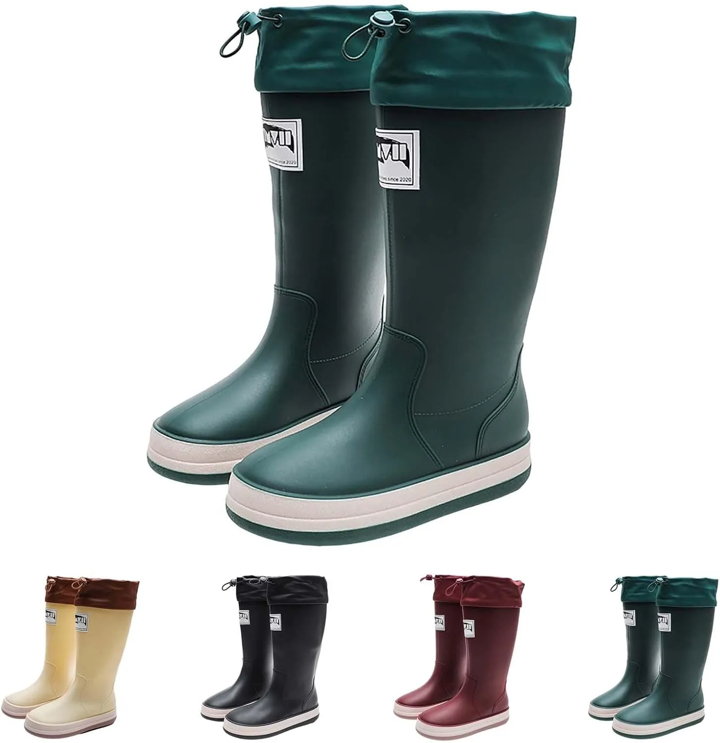 Rain Boots Women Tall Waterproof Mens Grounded Footwear Lace Up Fall Booties 2024 Low Heel Slip On Barefoot Shoes Women's Ankle Rain Boots Rubber Fishing Deck