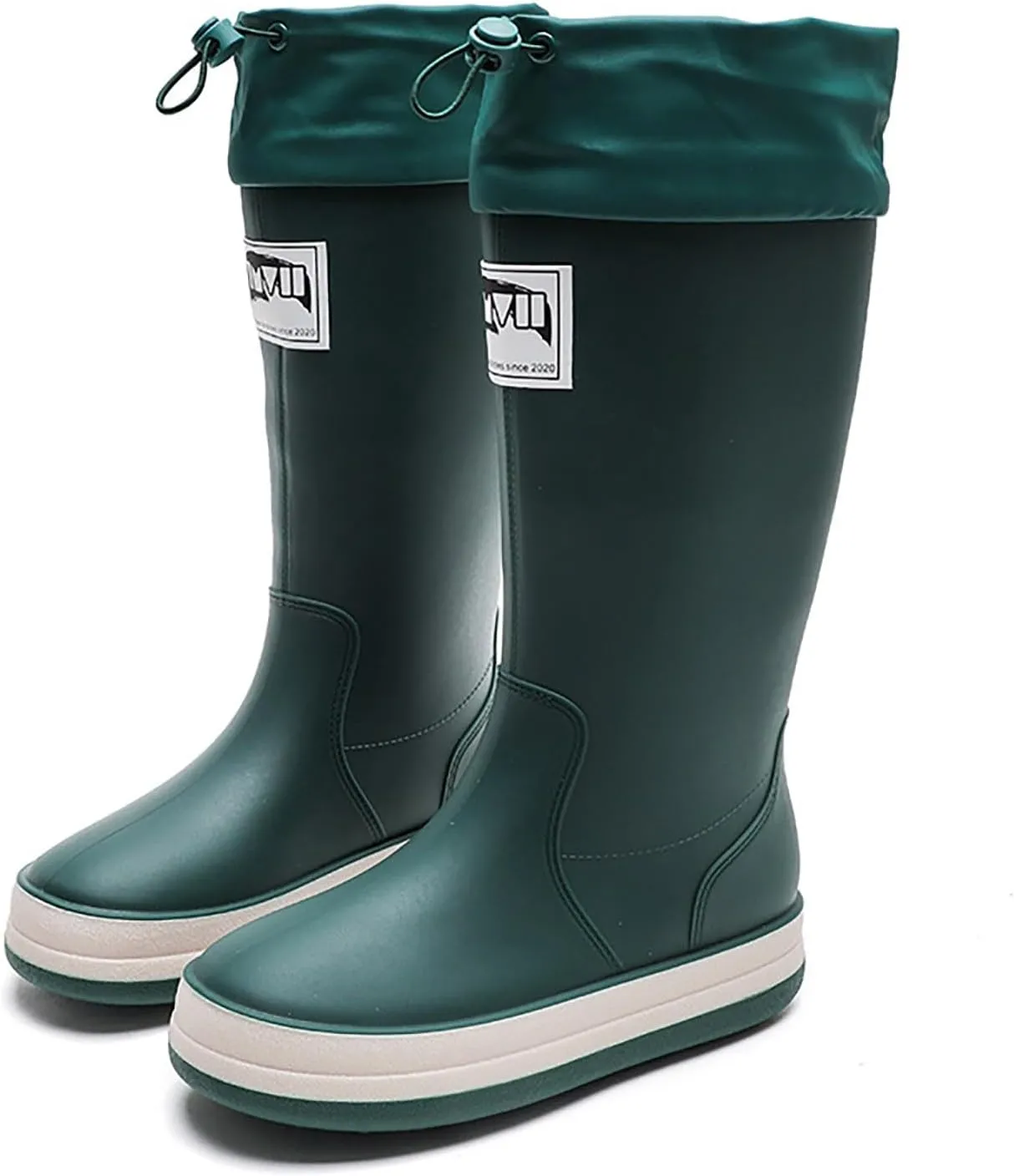 Rain Boots Women Tall Waterproof Mens Grounded Footwear Lace Up Fall Booties 2024 Low Heel Slip On Barefoot Shoes Women's Ankle Rain Boots Rubber Fishing Deck