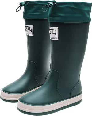 Rain Boots Women Tall Waterproof Mens Grounded Footwear Lace Up Fall Booties 2024 Low Heel Slip On Barefoot Shoes Women's Ankle Rain Boots Rubber Fishing Deck